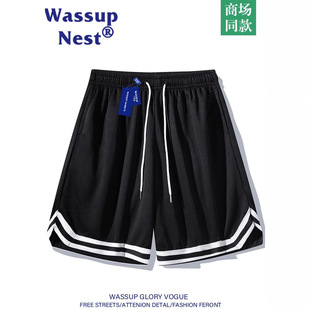 WASSUP American Trend Basketball Sports Shorts Men's Summer Trendy Brand Loose Mid-length Pants Quick-drying Running Shorts