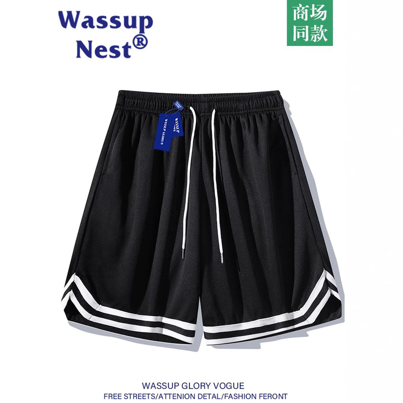 WASSUP American Trend Basketball Sports Shorts Men's Summer Trendy Brand Loose Mid-length Pants Quick-drying Running Shorts