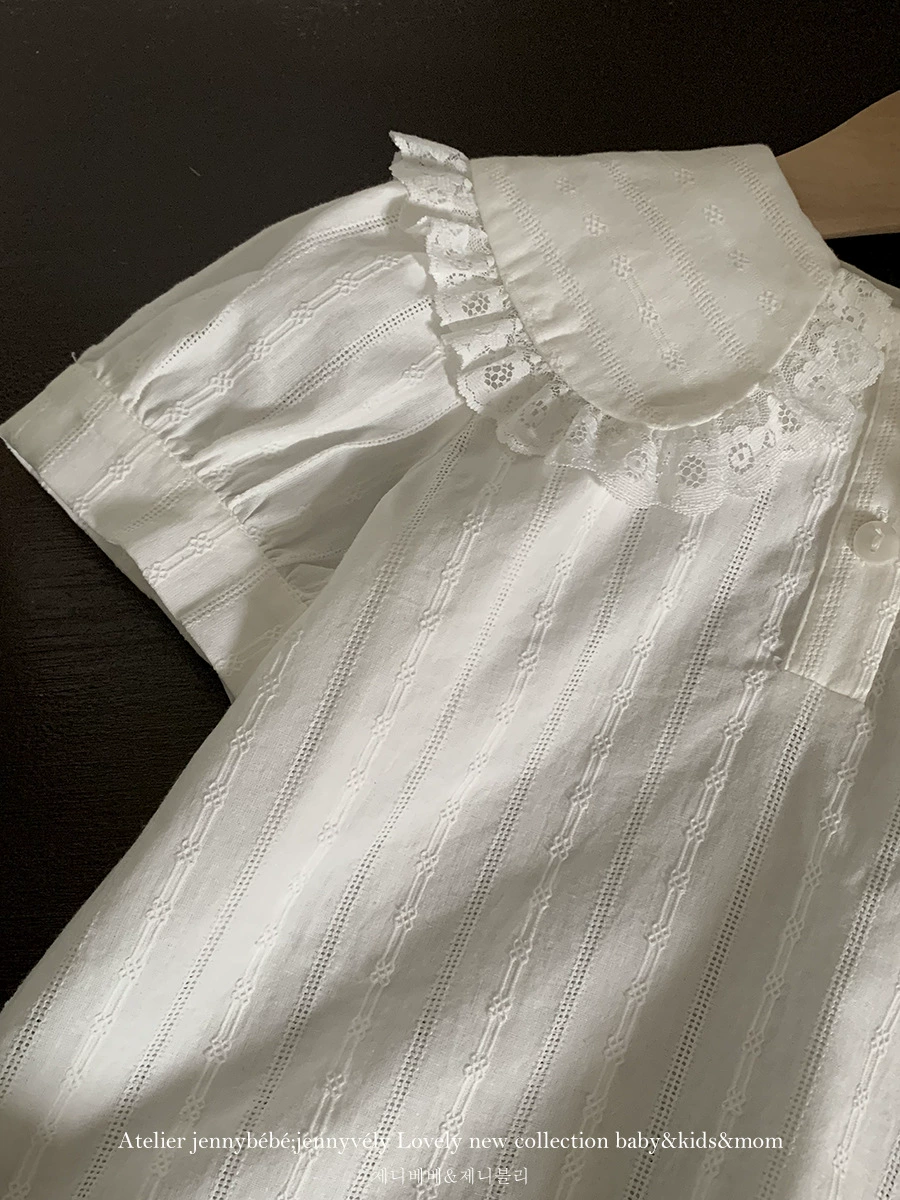 Тонкая рубашка для девочек jennybebe, футболка, с коротким рукавом