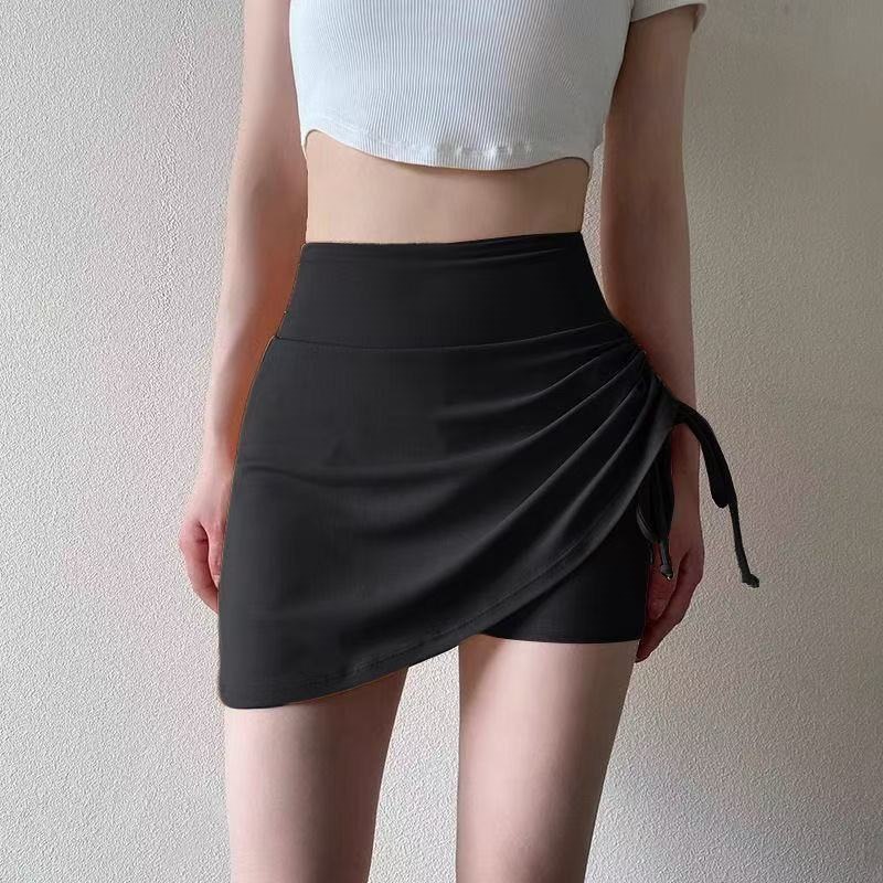 Running sports skirt, anti-exposure design, women's high-waisted summer skirt, can be worn as outerwear, features a faux two-piece design, suitable for tennis, badminton, and yoga