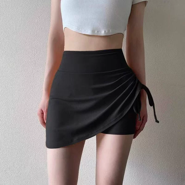 Running sports skirt, anti-exposure design, women's high-waisted summer skirt, can be worn as outerwear, features a faux two-piece design, suitable for tennis, badminton, and yoga