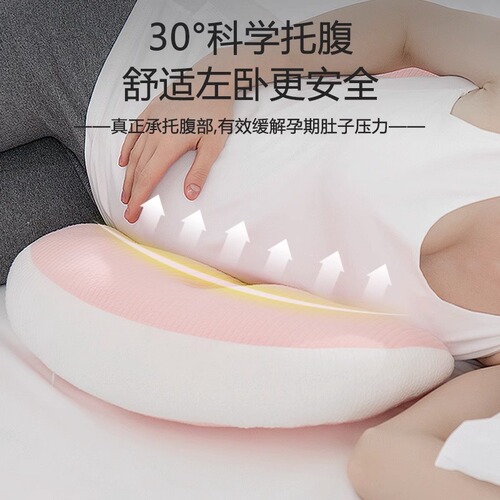 Pregnant Woman U-shaped Pillow Side Sleeping Belly Support Pillow, Lateral Sleeping Cushion, Pregnancy U-shaped Hug Pillow, Abdominal Support Pad, Antibacterial and Dust Mite Proof