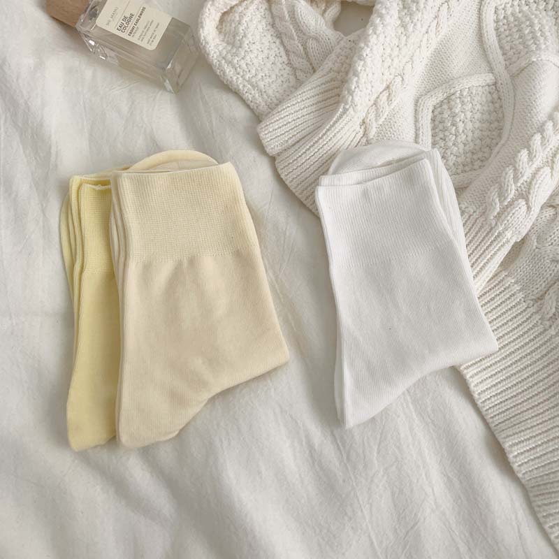 50g Weight Socks Classification Socks Lingerie Type Cotton Fabric Type A Pair Quantity Daily, Shopping Occasion Solid Color Pattern All Seasons Season Women's Gender Korean Style Style Women's Korean Style Solid Color Cotton Crew Socks A Pair 17