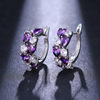 Fashionable purple zirconium, silver earrings, 2021 collection, wholesale, suitable for import