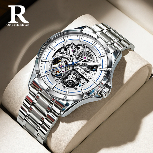 瑞之缘男士手表全自动镂空陀飞轮机械表夜光防水实心钢带腕表批发