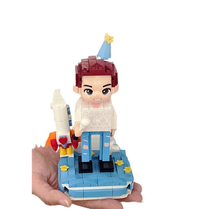 건물 블록 인쇄 초상화 인형 소년 DIY 핸드 헬드 조수 사진 연인을 보내 여자 친구 여자 친구 선물 스퀘어 헤드 소년