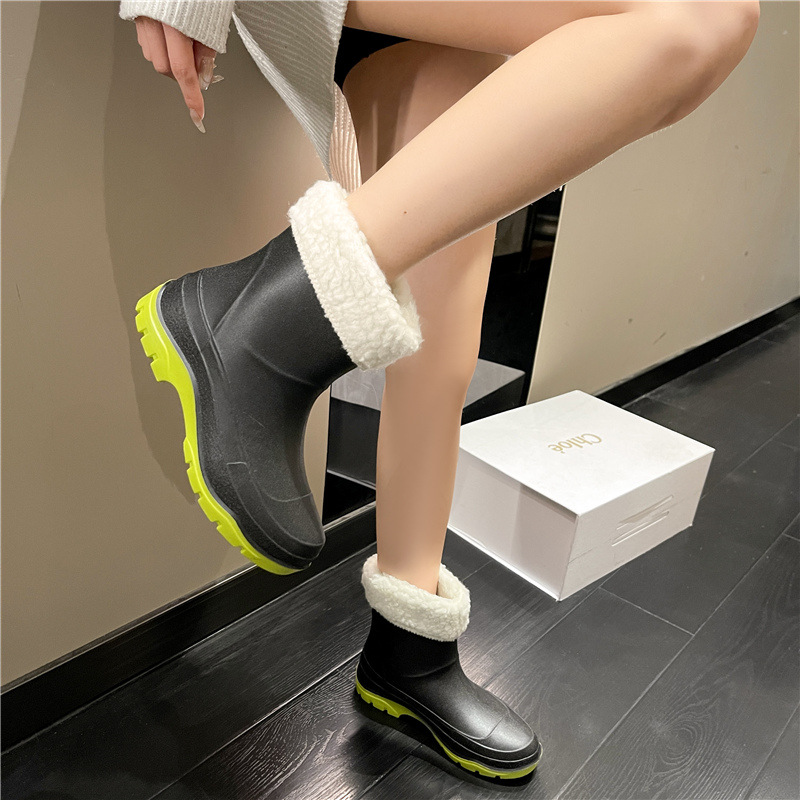 Vīriešu apavi, īsas caurules, neslīdoši, ūdensnecaurlaidīgi apavi, kā arī samta silti lietus zābaki, virtuves darba gumijas apavi, četri gadalaiki_voghion.com