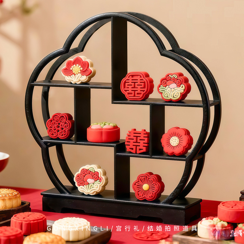 New Chinese-Style Engagement Pastry Table, Wedding Banquet Decoration, Wedding Cake Presentation, Wedding Cake Dessert Table, Tabletop Decorations