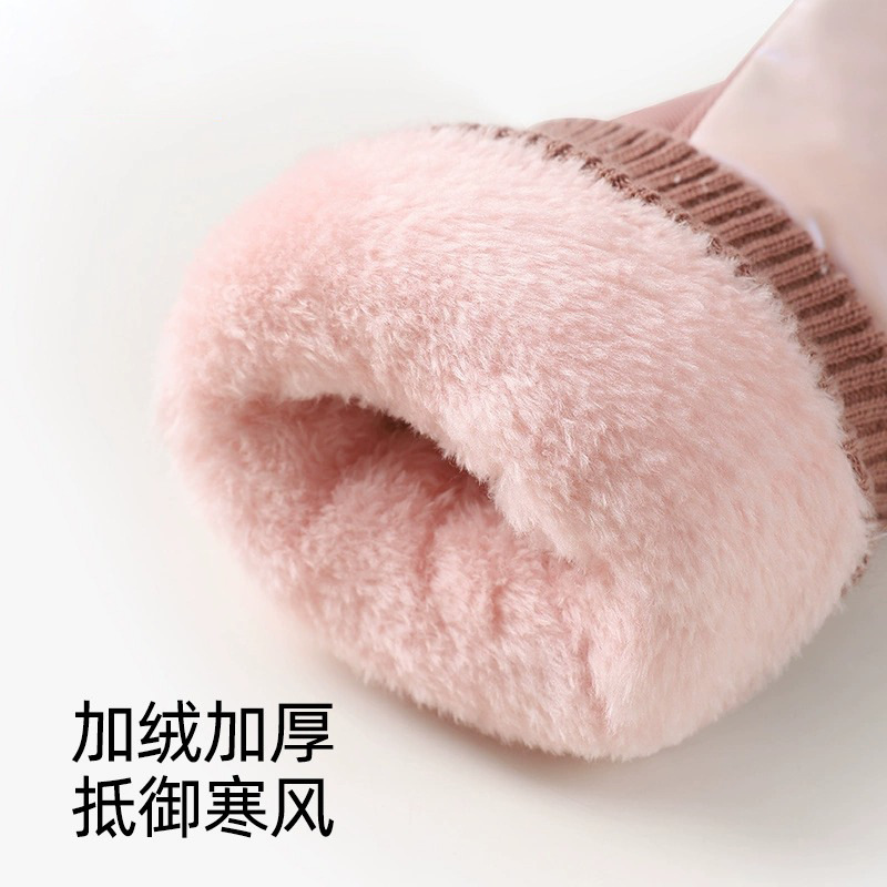 連指手套保暖冬天女可愛騎行防寒加絨騎車防風包指單板滑雪手套黑