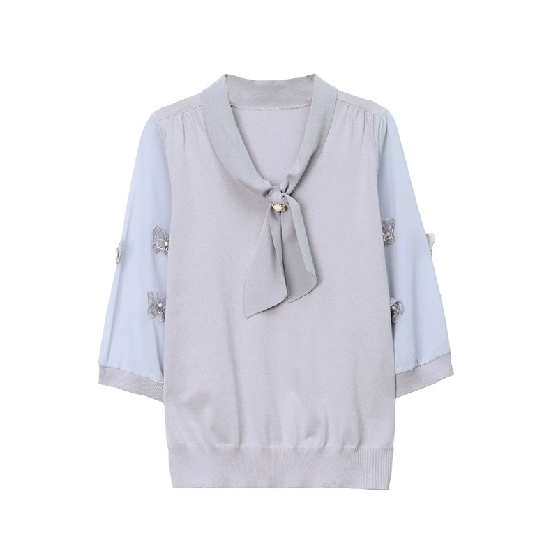 Autumn knitted thin base sweater, scarf, with sleeve