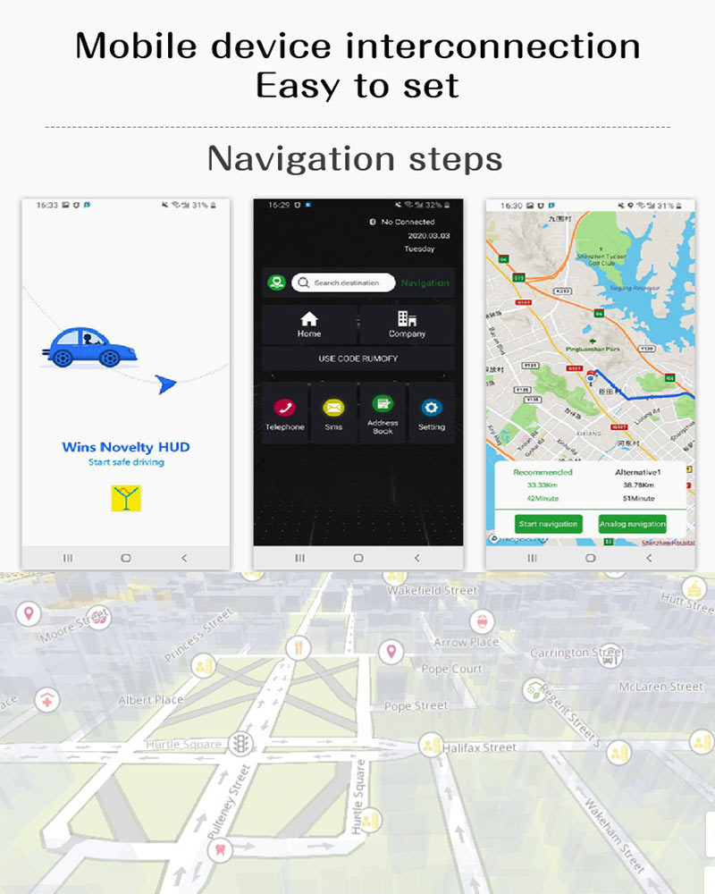 Navigation Version Usb-Powered Car Hud Head-Up Display Universal High-Definition Portable Speed Projector Q10