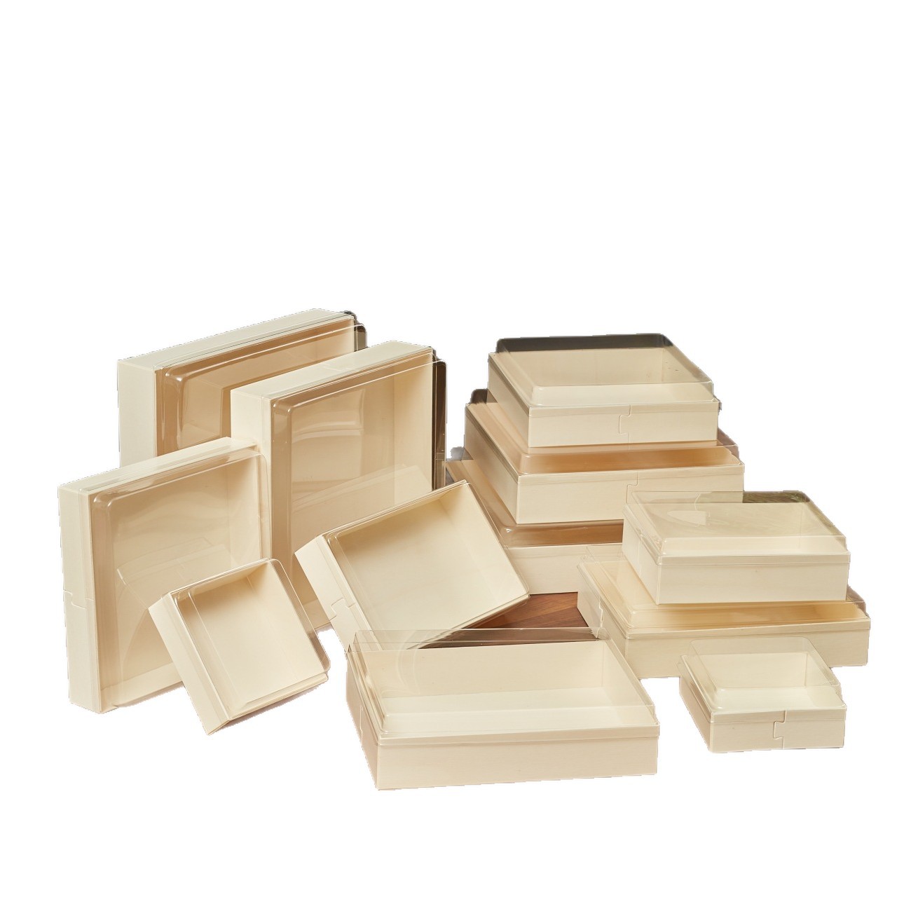 Caja de embalaje de sushi de madera japonesa desechable salmo envasado comida cocinada caja de comidas salmón sashimi caja de embalaje de olla caliente