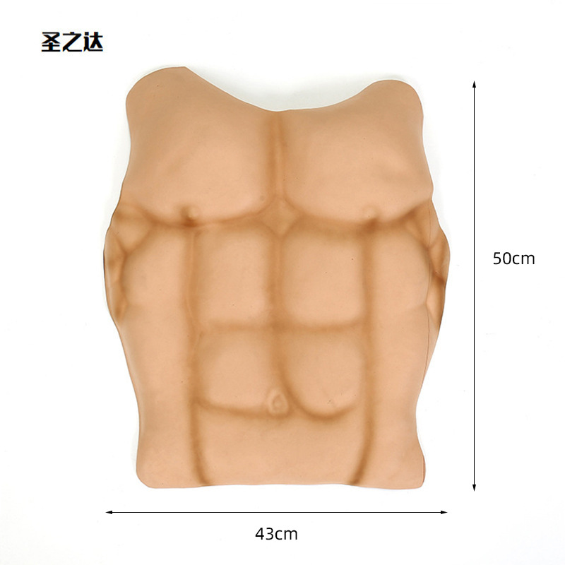 Disfraz de Halloween mascarada todo el cuerpo Eva falso pecho músculo vientre personalidad divertido feroz hombre falso músculo bloque