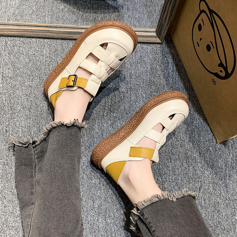 Suela suave puede pisar zapatillas frías para usar en verano nuevos zapatos agujeros huecos, zapatos casuales para mujeres, sandalias con suela gruesa