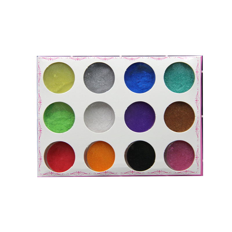 Venta al por mayor 12-color nacarado polvo de mica en polvo Delgado pegamento espumante UV epoxi hecho a mano acuarela pigmento teñido con mezcla de colores