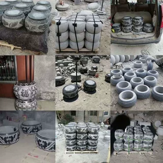 石雕青石柱墩石柱基柱子皮仿古雕花石鼓复古庭院摆件空心木柱底座