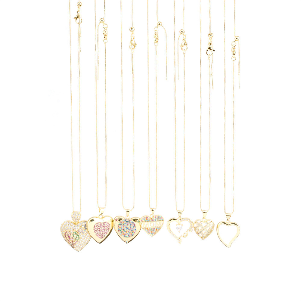 Fashion Heart Shape Copper Plating Zircon Pendant Necklace 1 Piece