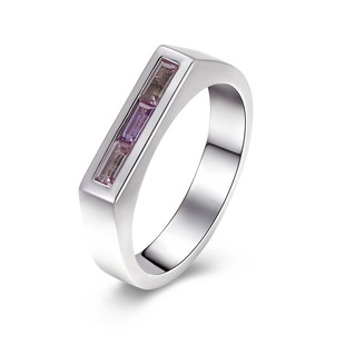 14K Gold Kunzite Ring Jewelry Custom Niche Versatile White Gold Ring Cross-Border Flat Top Gemstone Ring for Women