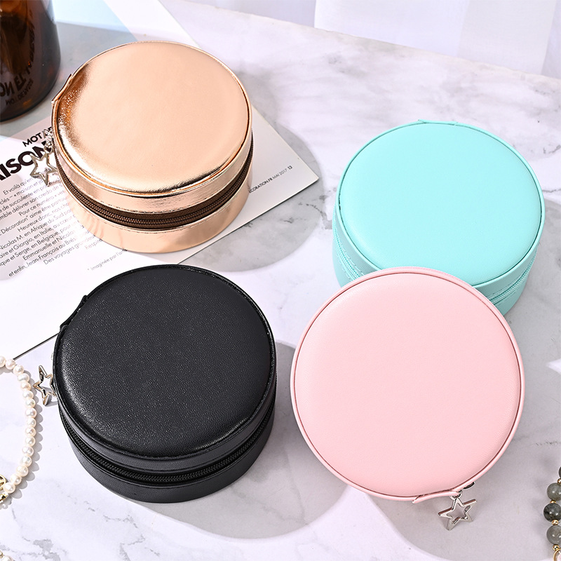 Simple Style Round Square Pu Leather Flannel Jewelry Boxes 1 Piece