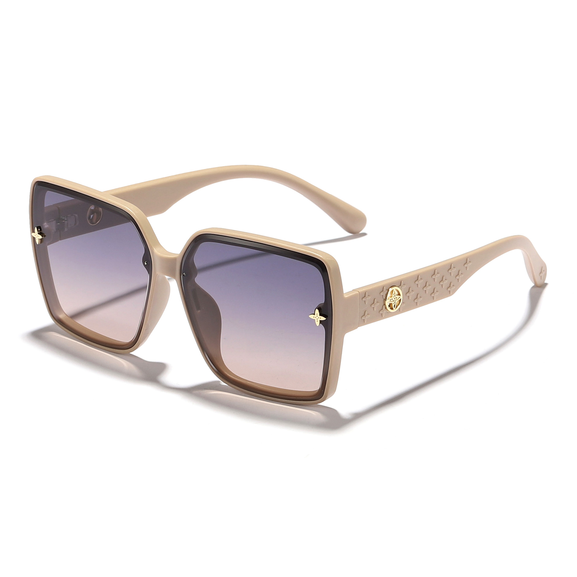 Nuevas gafas de sol de color degradado para mujer, marco generoso, patrón de pierna ancha, gafas de sol de alta gama simples, Douyin mismo estilo