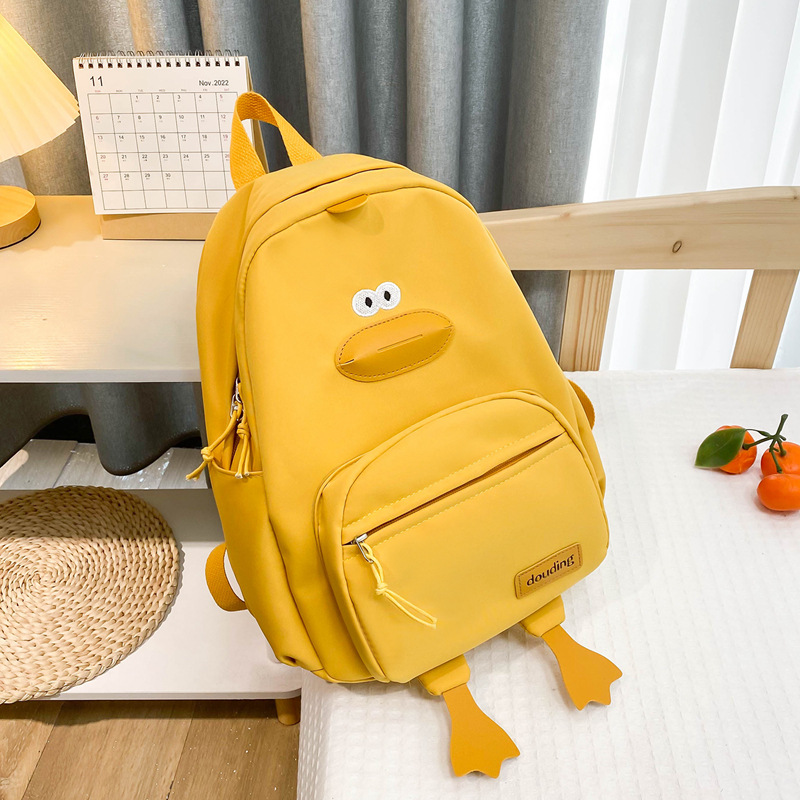 Estilo japonés Net rojo dibujos animados mochila kindergarten bolsa de viaje pequeño pato lindo niños lienzo mochila image 6