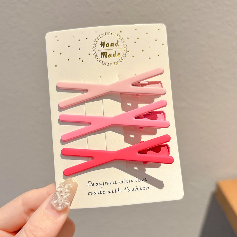 Rosa horquilla hembra niños lindo pelo roto Bangs clip bebé no duele el pelo horquilla niña duckbill clip tocado