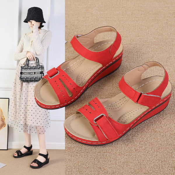 sandals wedge heel with velcro platform with a strap