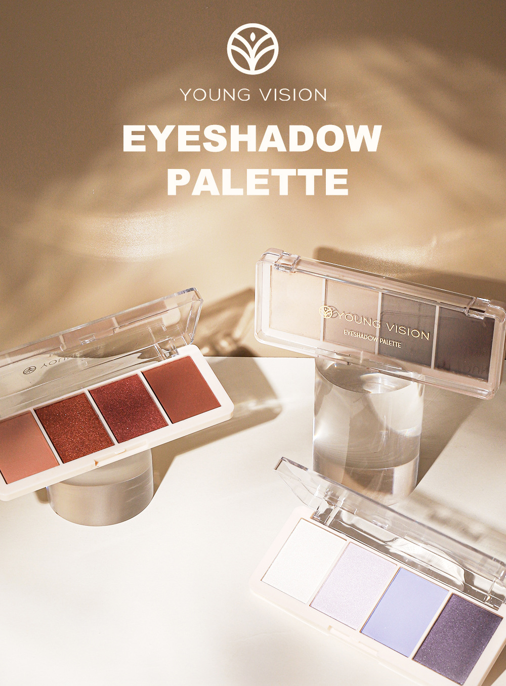 YOUNG VISION Four-color Eyeshadow Set: A daily light makeup eyeshadow palette with multiple pearlescent, matte and glossy tones Specification drawing