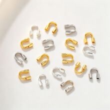 保色铜18K包金马蹄扣DIY 饰品配件材料项链U型护线扣收尾扣连接扣