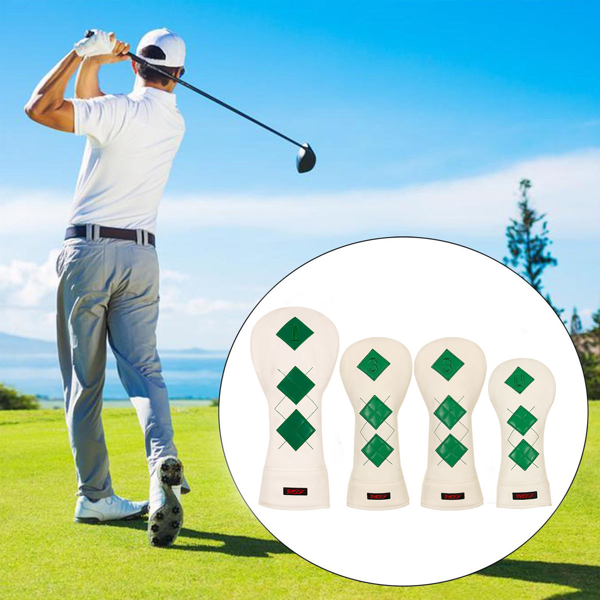 高尔夫木杆套防水涤纶保护套源头厂家球头帽套