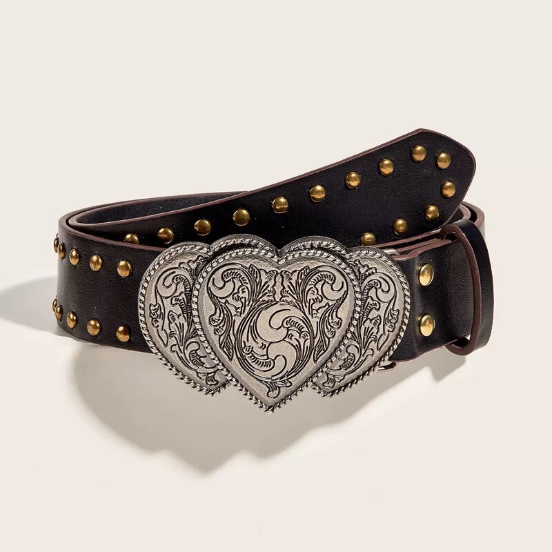 American Retro Punk Rock Style Rivet Love Belt Subculture Y2K Spice Girls High-end All-match Belt American Retro Punk Rock Style Rivet Love Belt Subculture Y2K Spice Girls High-end All-match Belt