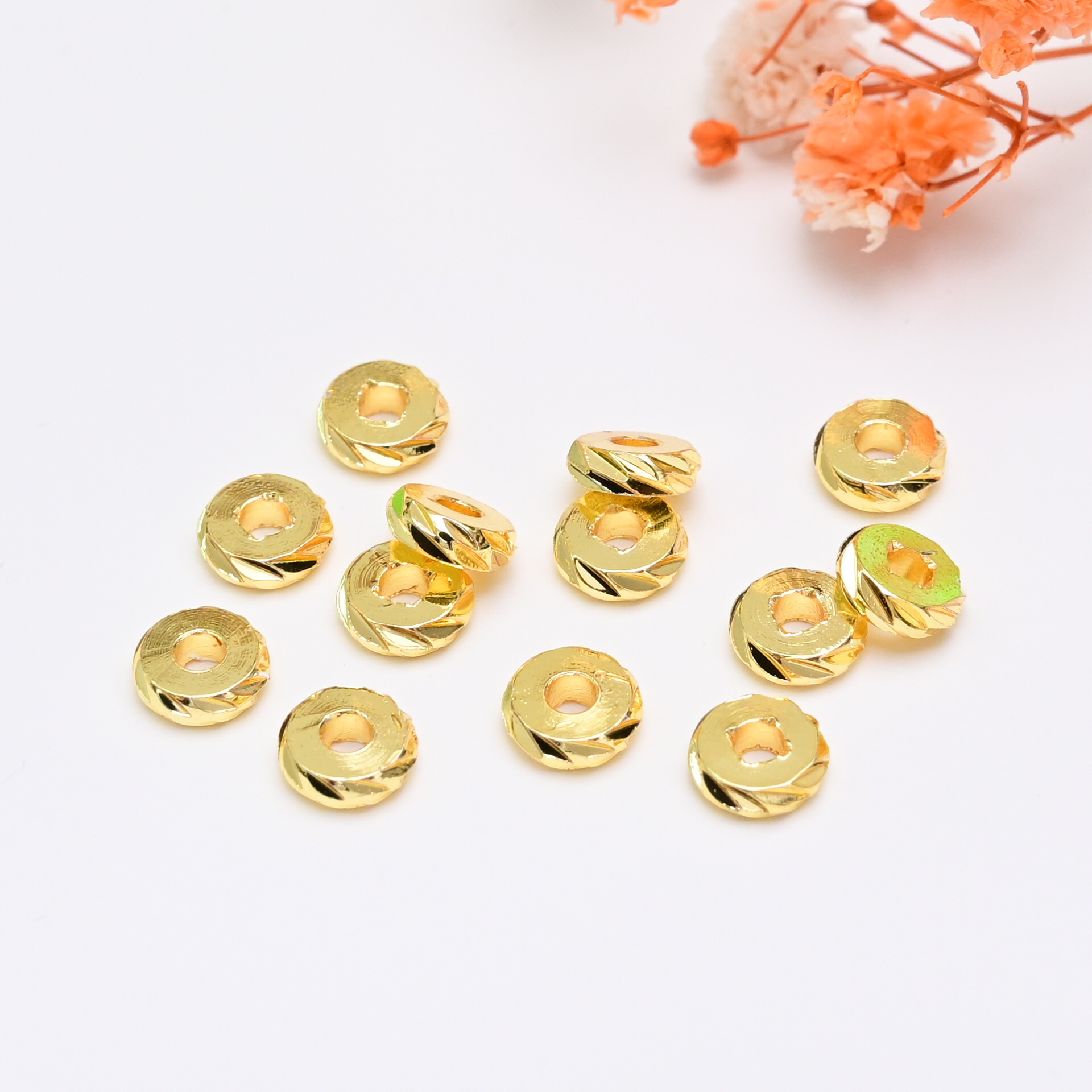 18K包金保色隔片车轮片切面散珠配饰diy手工串珠手链项链隔珠批发