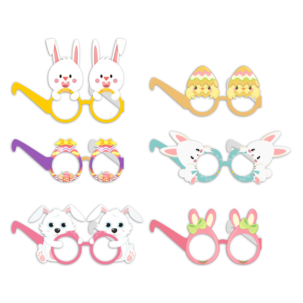 [Selección estricta] fiesta decoración de vacaciones de papel gafas de Pascua huevo de conejo foto accesorios personalización al por mayor