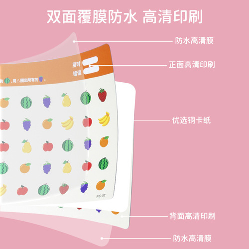 Baby Concentration Training Erase Card Children's Intelligence Toys Card Wholesale Baby Patience Exercise Erase Cards