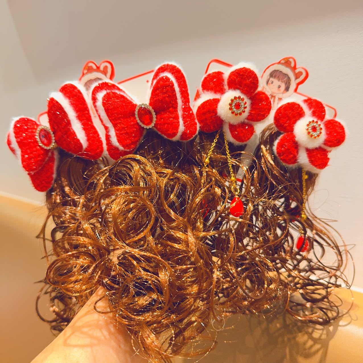 Juegos de Año Nuevo para el cabello de niños pelucas trenzas de Año Nuevo niñas tocado princesa bebé tarjetas de cabello niñas brocas de arco