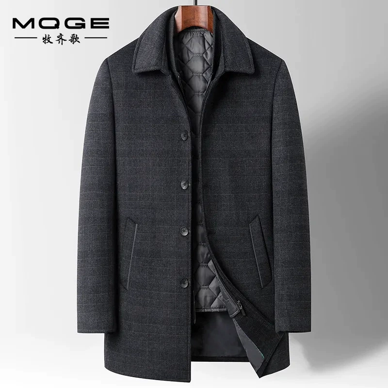 Осенне-зимнее Новое мужское шерстяное пальто, пальто, пуховое пальто средней длины, пальто с хлопковой подкладкой и внутренней подкладкой
