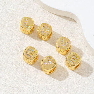 Cross-Border Hot-Selling Copper Gold-Plated Cut Out Cube 26 English Letters Pendant Clavicle Chain High-End Necklace Accessories
