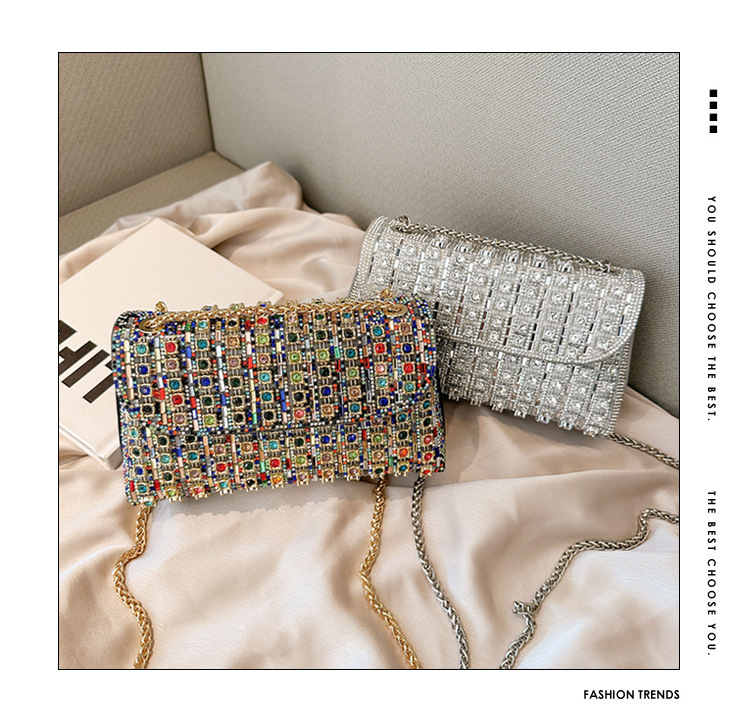 New foreign trade European and American retro underarm bag, casual and fashionable rhinestone small bag, niche single-shoulder bag, crossbody dinner bag full figure