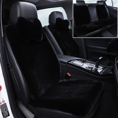 Imitation Rabbit Fur Universal Small Waist – Wool pad - black-full-car-set-nine-piece-set