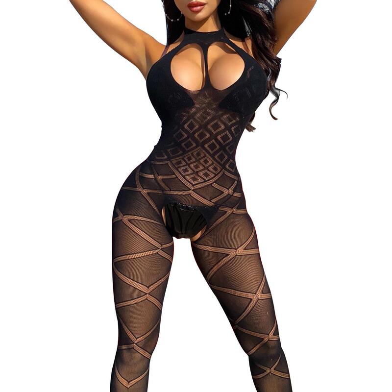 European and American Cross-Border Sexy Lingerie Fishnet Bodysuit Sleepwear Camisole Tight-Fitting Hollow-Out Sheer Slim-Fit European and American Cross-Border Sexy Lingerie Fishnet Bodysuit Sleepwear Camisole Tight-Fitting Hollow-Out Sheer Slim-Fit