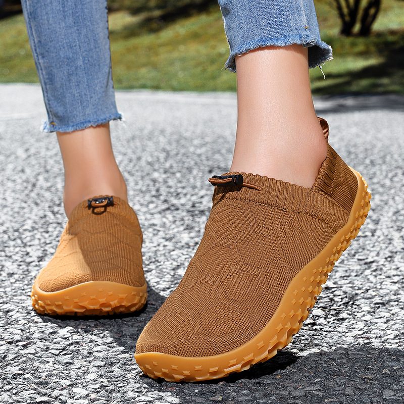 Cross-Border Outdoor Shoes, Large Size Wide-Toe Shoes, Wide-Foot Barefoot Shoes, Couple Style, Casual Fitness Sports Casual Fly-Knit Shoes