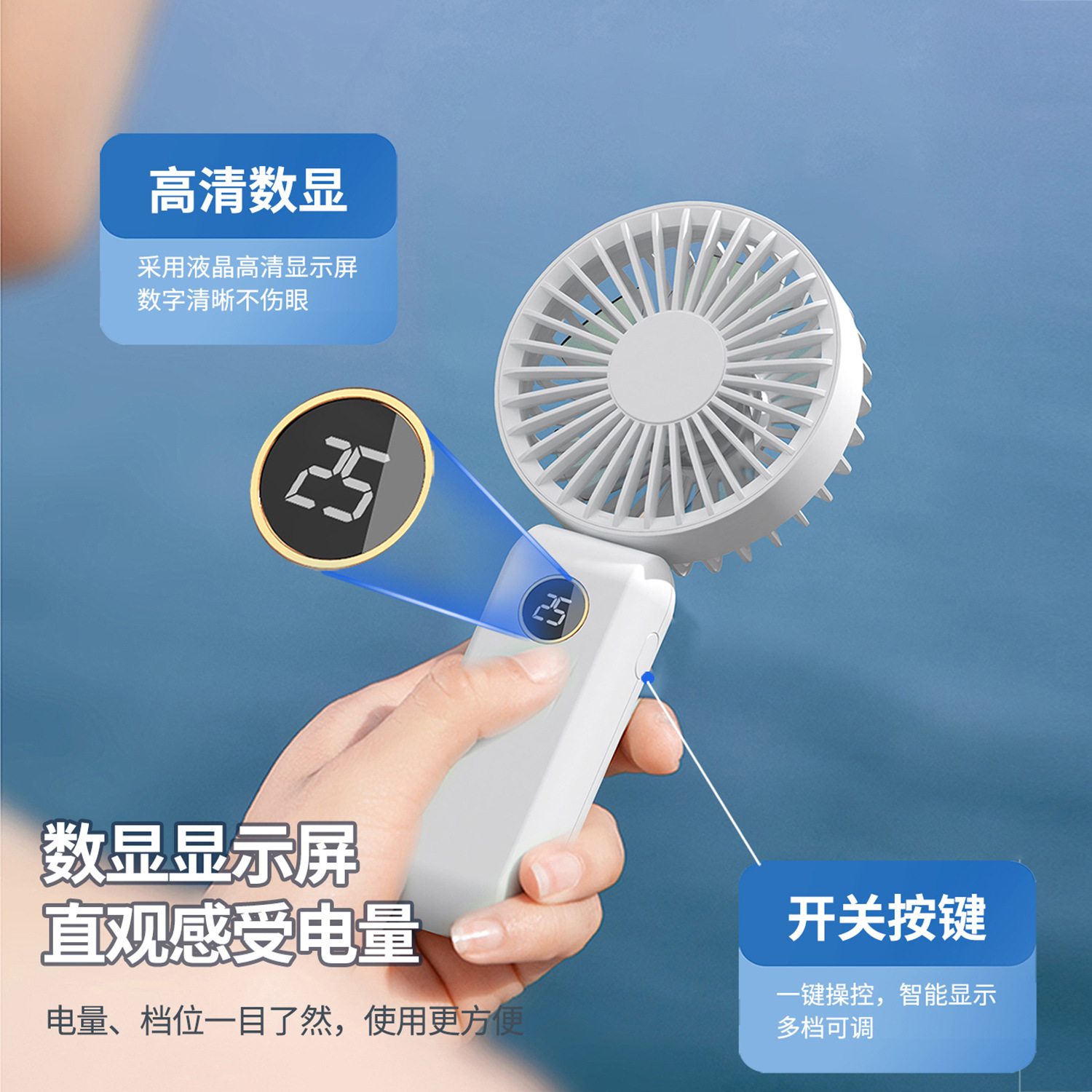 New Portable Foldable Silent Outdoor Mini USB Turbine Fan with Brushless Motor Student Pocket Handheld Fan