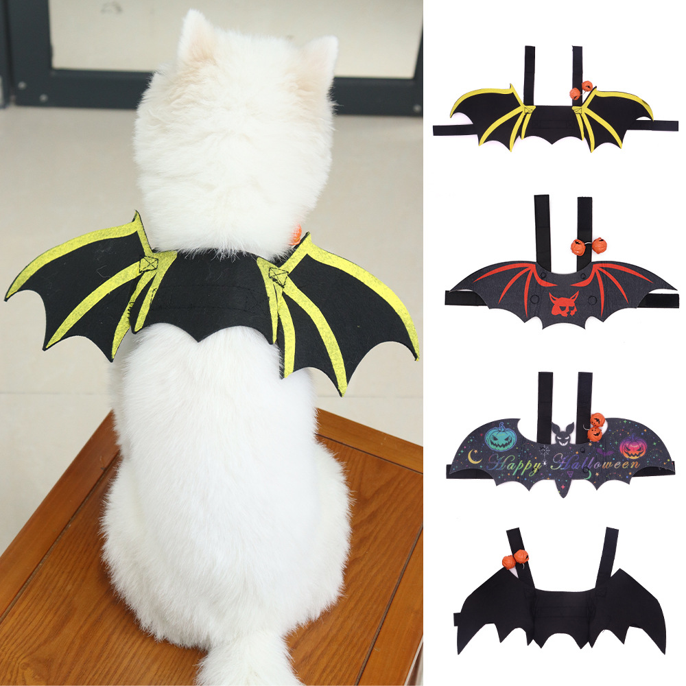 Venta caliente transfronteriza ropa para perros de Halloween para mascotas, un lote de fieltro, alas de murciélago, ropa para mascotas, ropa para gatos