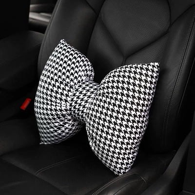 Car Headrest Neck Pillow Headrest - houndstooth-black-waist