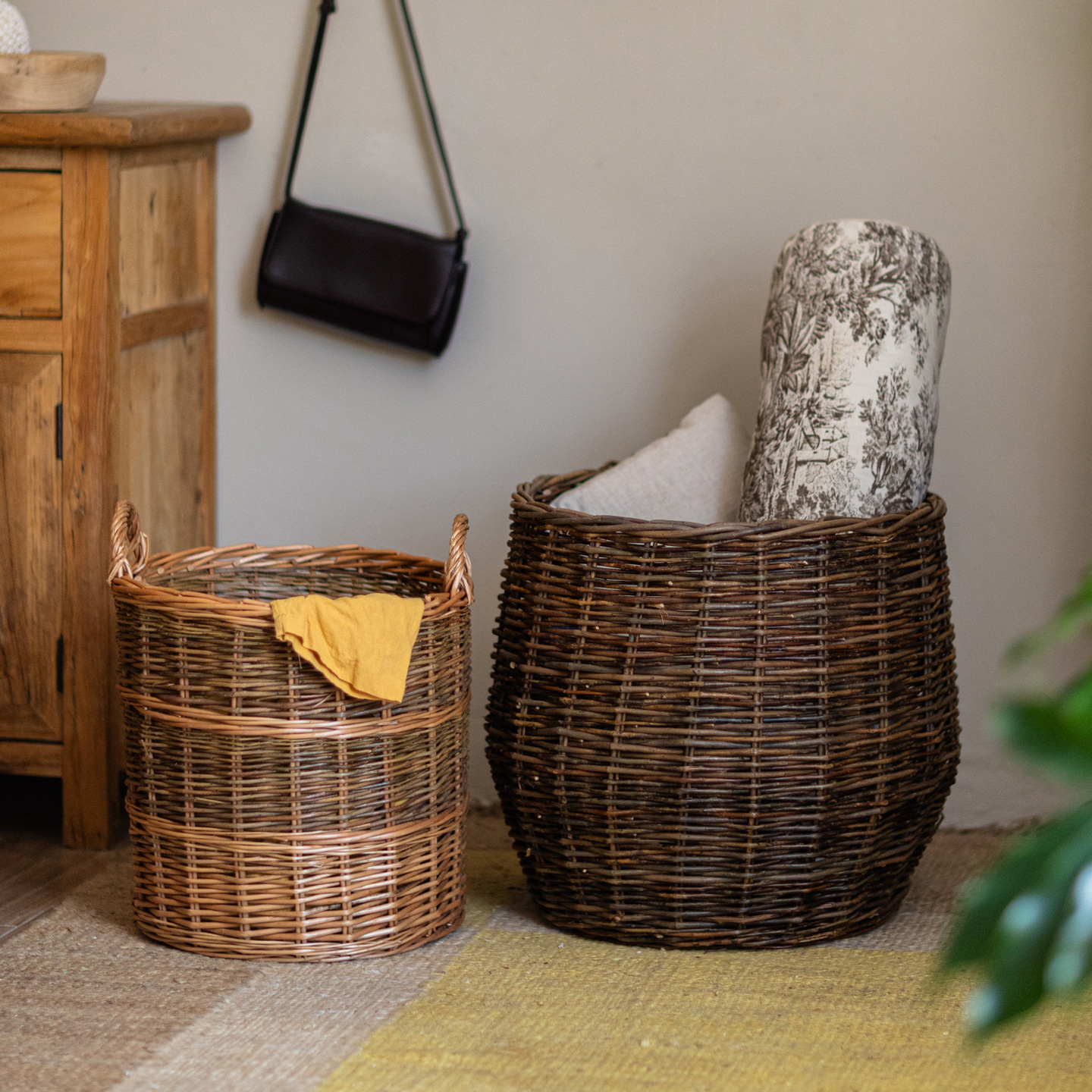 Cestas de almacenamiento de caña personalizadas tejidas a mano de gran capacidad de tela de ropa de alojamiento residencial de hoteles cestas de almacenamiento de ropa sucia