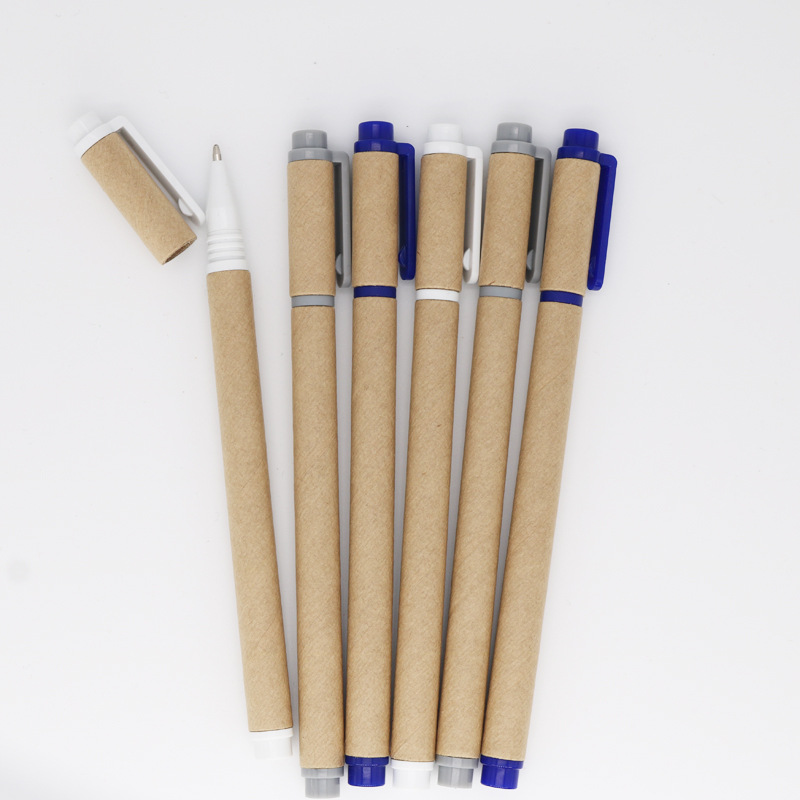 Protección del medio ambiente pluma de tubo de papel Kraft degradable papel completo pluma tire tapa bolígrafo pantalla electrónica escritura publicidad pluma al por mayor