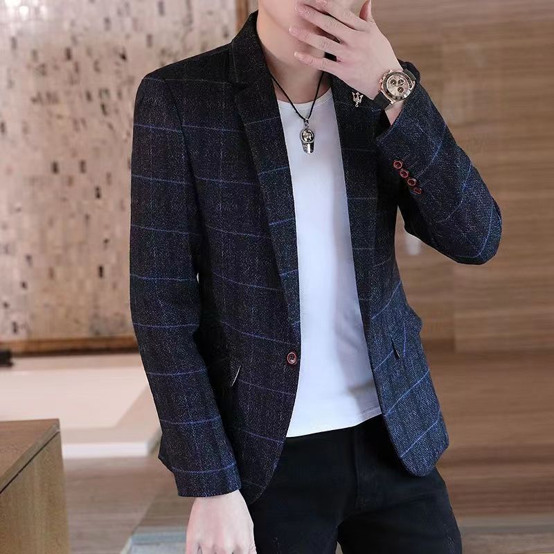 商务休闲西装春秋季男士韩版修身外套百搭小西装单西上衣简约休闲|undefined
