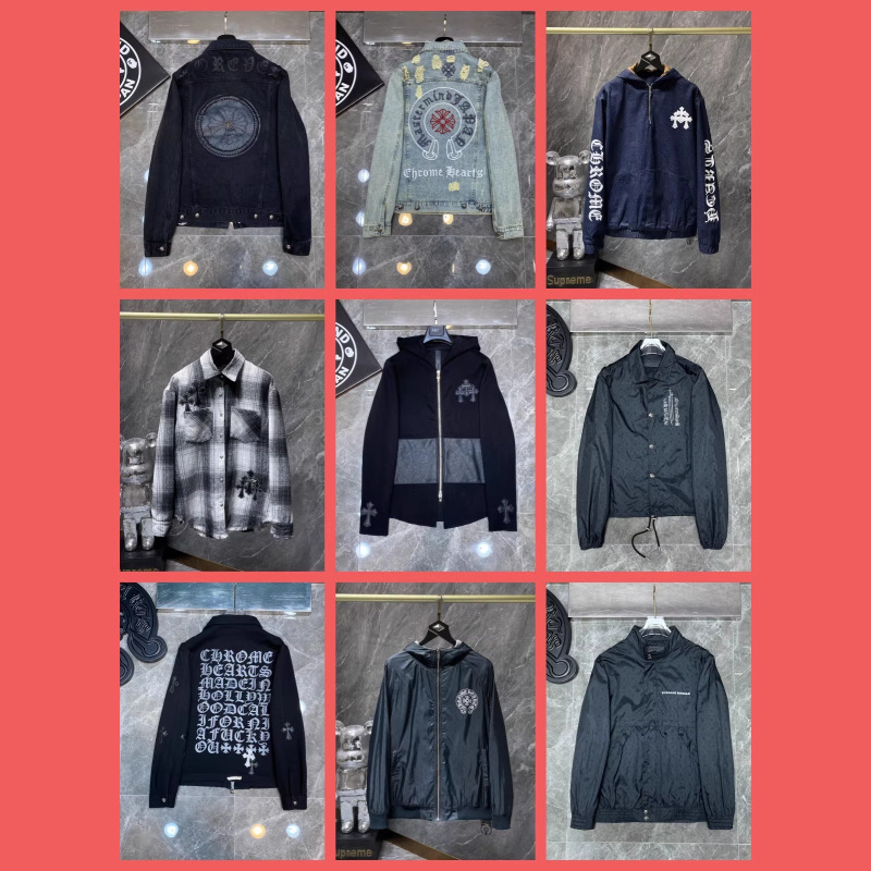 Cross-Border High-End Chrome Hearts Autumn Denim Zip-Up Sweatshirt High Street Jacket Collection Cross-Border High-End Chrome Hearts Autumn Denim Zip-Up Sweatshirt High Street Jacket Collection