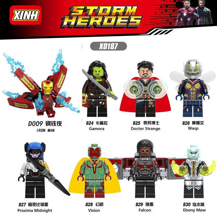 Minifigures (Lego) heroes random mix sets, 3–50 pcs, optional baseplate/gift