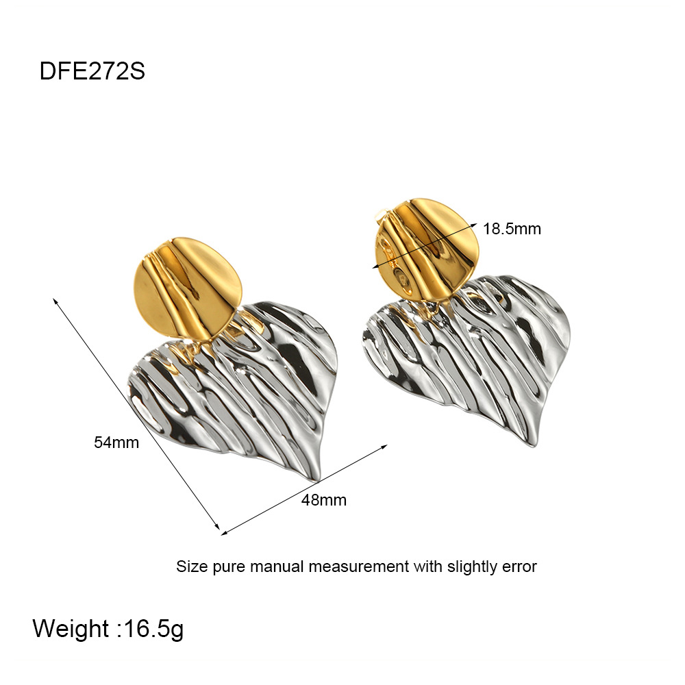 1 Pair Retro Heart Shape Plating 304 Stainless Steel Earrings display picture 3